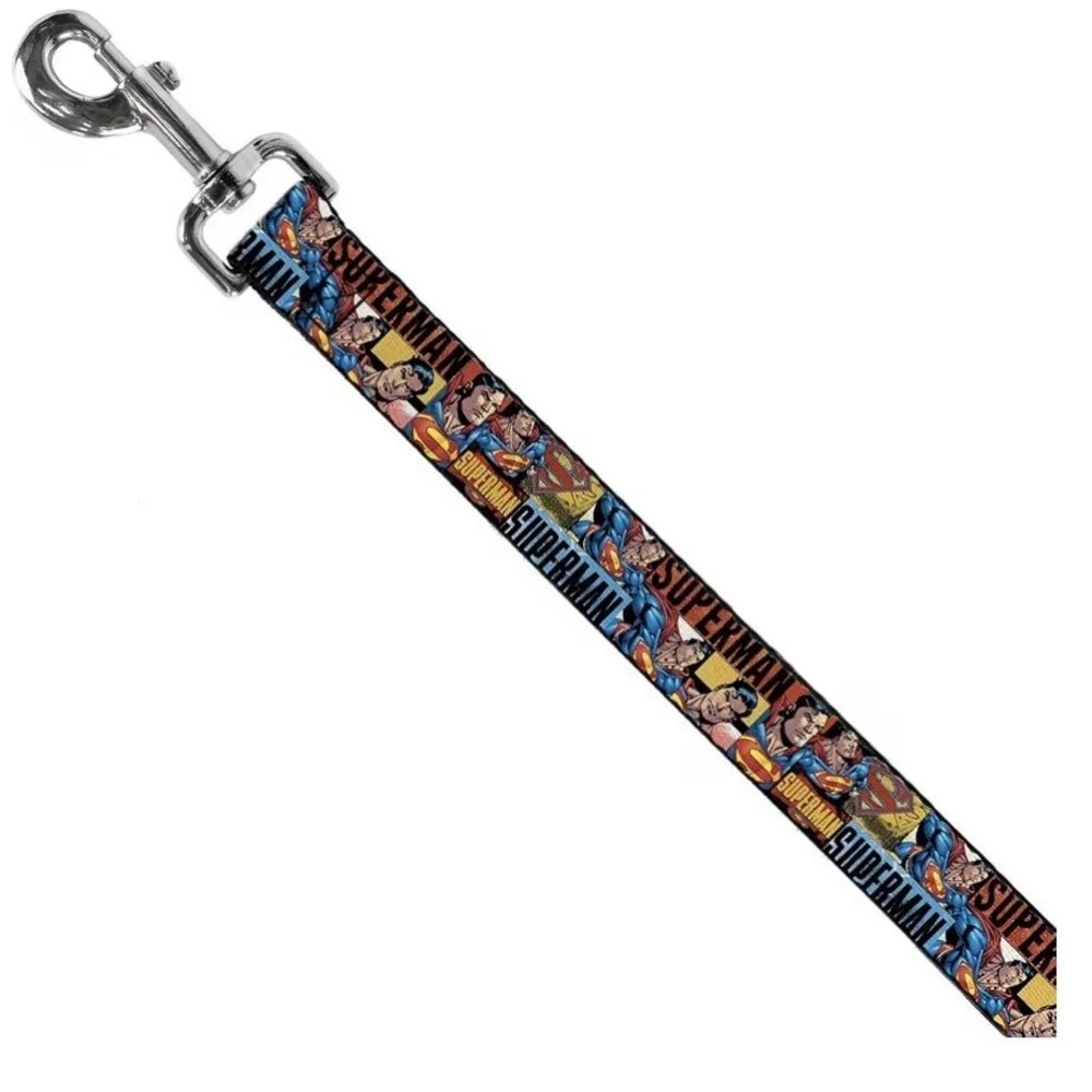 Dog Leash Superman Action Blocks Red Blue 6 Feet‎ Long 1.0 Inch Wide